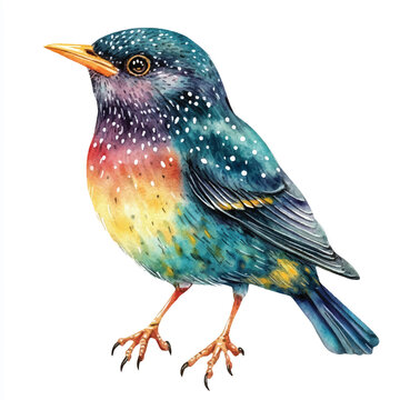 recommend clip art: Starling Bird watercolor clipart illustration isolated