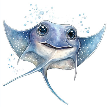recommend clip art: Stingray watercolor clipart illustration isolated