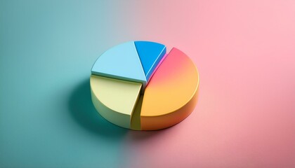 Fototapeta premium Colorful 3D pie chart on a solid pastel background 