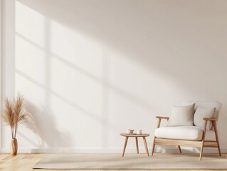 Minimalist Living Room Interior with a Single Armchair