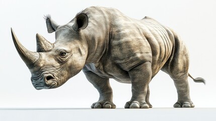 Obraz premium A cartoon rhino with a big horn and a smile on its face