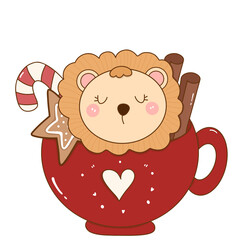 Christmas lion mug