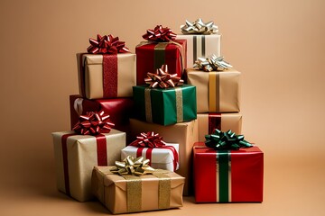 Obraz premium A Collection of Gift Boxes with Varied Ribbons and Bow Decorations