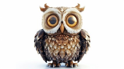 Naklejka premium A cartoon owl with big eyes and a goofy expression