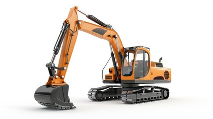A large orange and black construction vehicle with a large bucket on the front