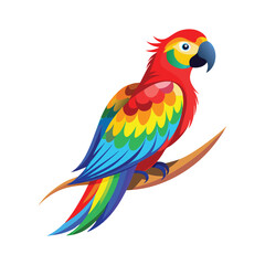 Obraz premium blue and yellow macaw ara vibrant parrot with a rainbow of feathers, sitting calmly on a branch. Its feathers should be detailed full body white background vector illustration