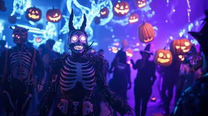 Futuristic Halloween Party with Robotic Skeleton Costume