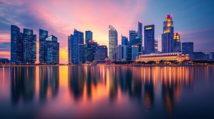 Fototapeta premium Singapore Skyline at Sunset.