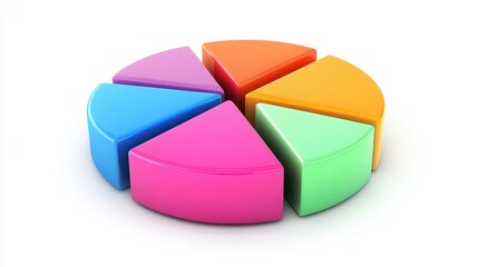 Obraz premium 3D pie chart with corporate branding, vibrant colors, clean design, isolated on white background