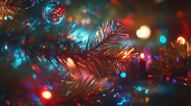 Tinsel: "The tinsel draped across the tree sparkles like dreams waiting to be fulfilled in the glow of holiday lights.