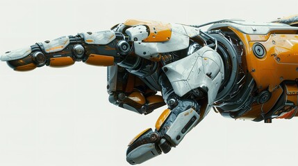 Robot Hand Pointing Index Finger Showing Gesture Isolated