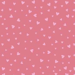 Minimalistic seamless pattern with small hearts on a plain background. Vector print for wallpaper, fabric, textile design, wrapping paper.