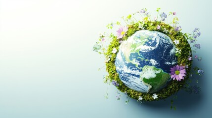 Fototapeta premium A planet with flowers and grass surrounding it
