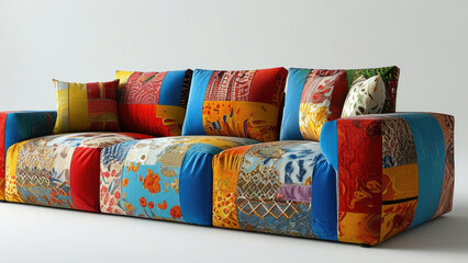 Vibrant Sofa: Textured Fabric Details in Colorful Design