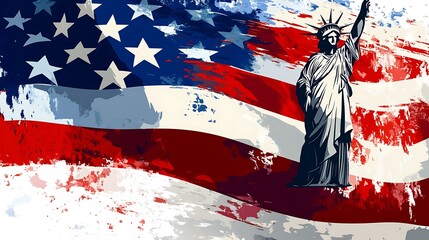Naklejka premium Fourth of July Independence Day of United States of America Banner Background Vector illustration. Independence Day of United States of America 4th of July with American Flag vector design.
