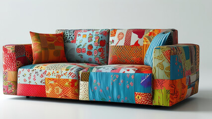 Vibrant Sofa: Textured Fabric Details in Colorful Design