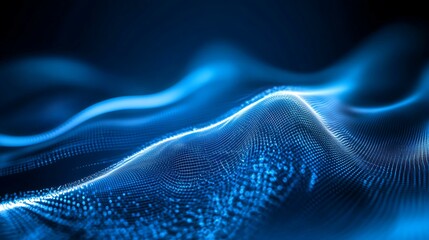 Blue wave curved lines for presentations, illustration of articles and publications on technological trends and innovations, covers of technological magazines. Light arc in blue colors