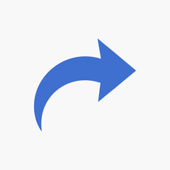 Arrow illustration in blue color pointing right on white background for directional design purpose with copy space
