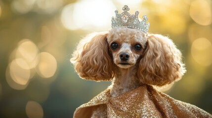 Royal Poodle with Crown and Cape.