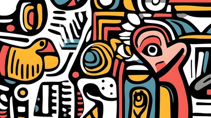 Colorful abstract art with bold patterns.