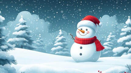 Happy Snowman in Winter Wonderland