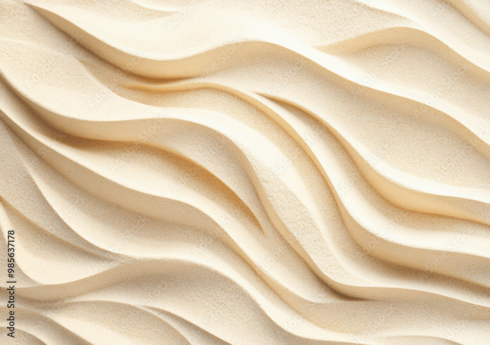Poster aerial view of sand forming wavy pattern on beach background