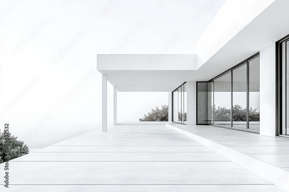 Leinwandbilder minimalist architectural design featuring clean lines and open spaces, shown on a white background