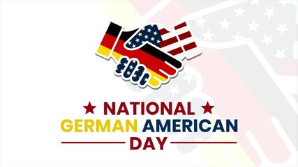 Animation footage of German American Day with handshake flag. Suitable for the celebration of German American Day in America. 4k footage German American background - Powered by Adobe