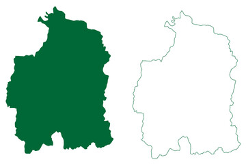 Moga district (Punjab State, Republic of India) map vector illustration, scribble sketch Moga map