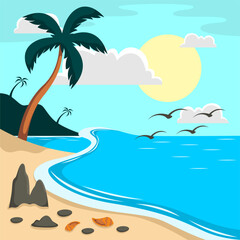 Summer beach scene vector background