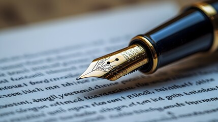 Elegant Fountain Pen Resting on a Contract Representing Professionalism and Business Deals