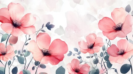 Watercolor illustration of flowers transparent background