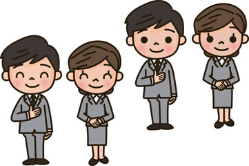 グレースーツの男性と女性