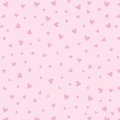 Minimalistic seamless pattern with small hearts on a plain background. Vector print for wallpaper, fabric, textile design, wrapping paper.