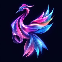 Obraz premium A crane rendered in Morphism style, showcasing smooth, abstract forms and seamless color gradients.