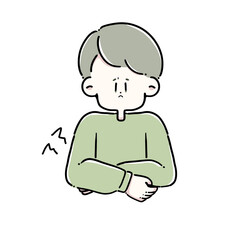 お腹を押さえている男性(マーク付)