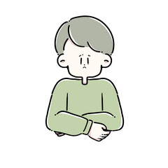 お腹を押さえている男性