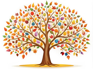 Vibrant autumn tree with multicolored leaves symbolizing diversity and change
