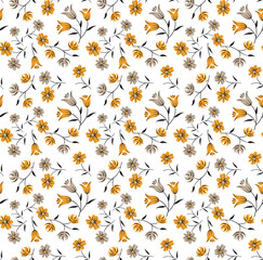 Seamless Flowers Pattern on white background Vector
