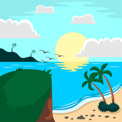 Summer beach scene vector background