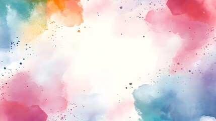 Obraz premium Elegant Watercolor Painted Frame with Soft Splashes of Color for Creative Designs