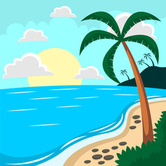 Summer beach scene vector background