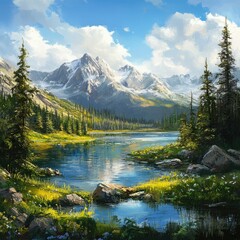 the beautiful landscape of the mountains and
