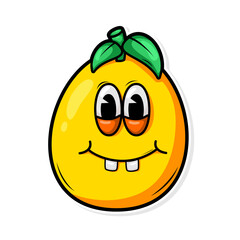 Funny doodle fruit cartoon with cute expression