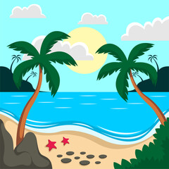 Summer beach scene vector background