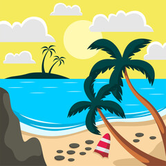 Summer beach scene vector background