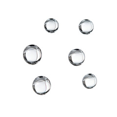 Six Water Droplets on Black Background