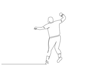 shot put sports male athlete olympics lifestyle one line art design vector