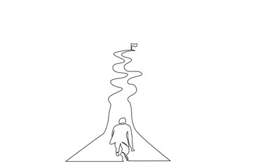 businessman road future career target path business life one line art design vector