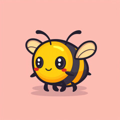 Obraz premium cartoon cute little bee flying on the dotted line to find sweet honey cartoon vector icon illustration. icon concept isolated flat cartoon style